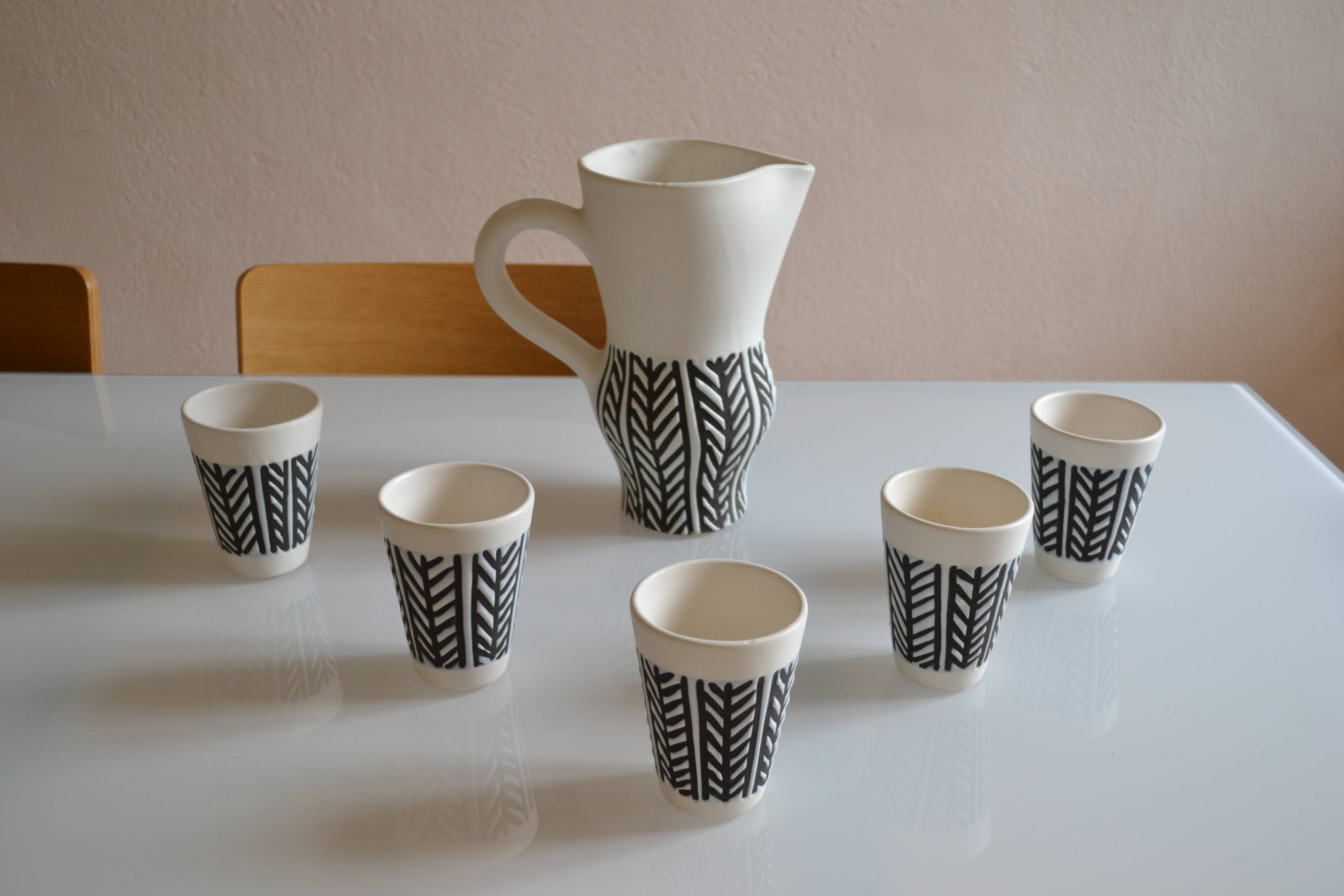 Roger Capron (1922 2006) orangeade service in enamelled tin earthenware