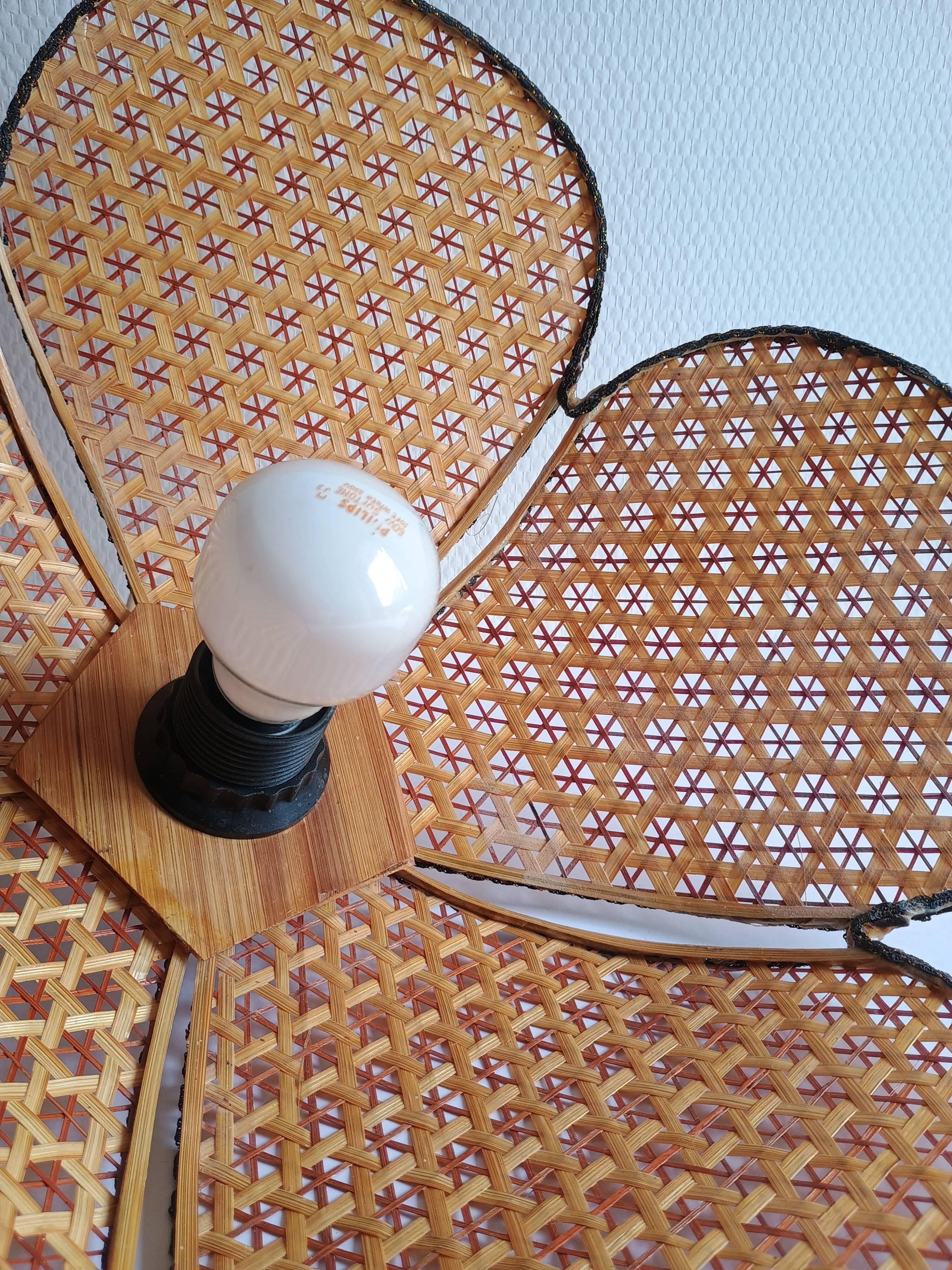 Lustre pétales bambou cannage vintage