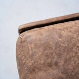 Vintage swing armchair and stool in leather by reinhold adolf for cor, 1970s, set of 2