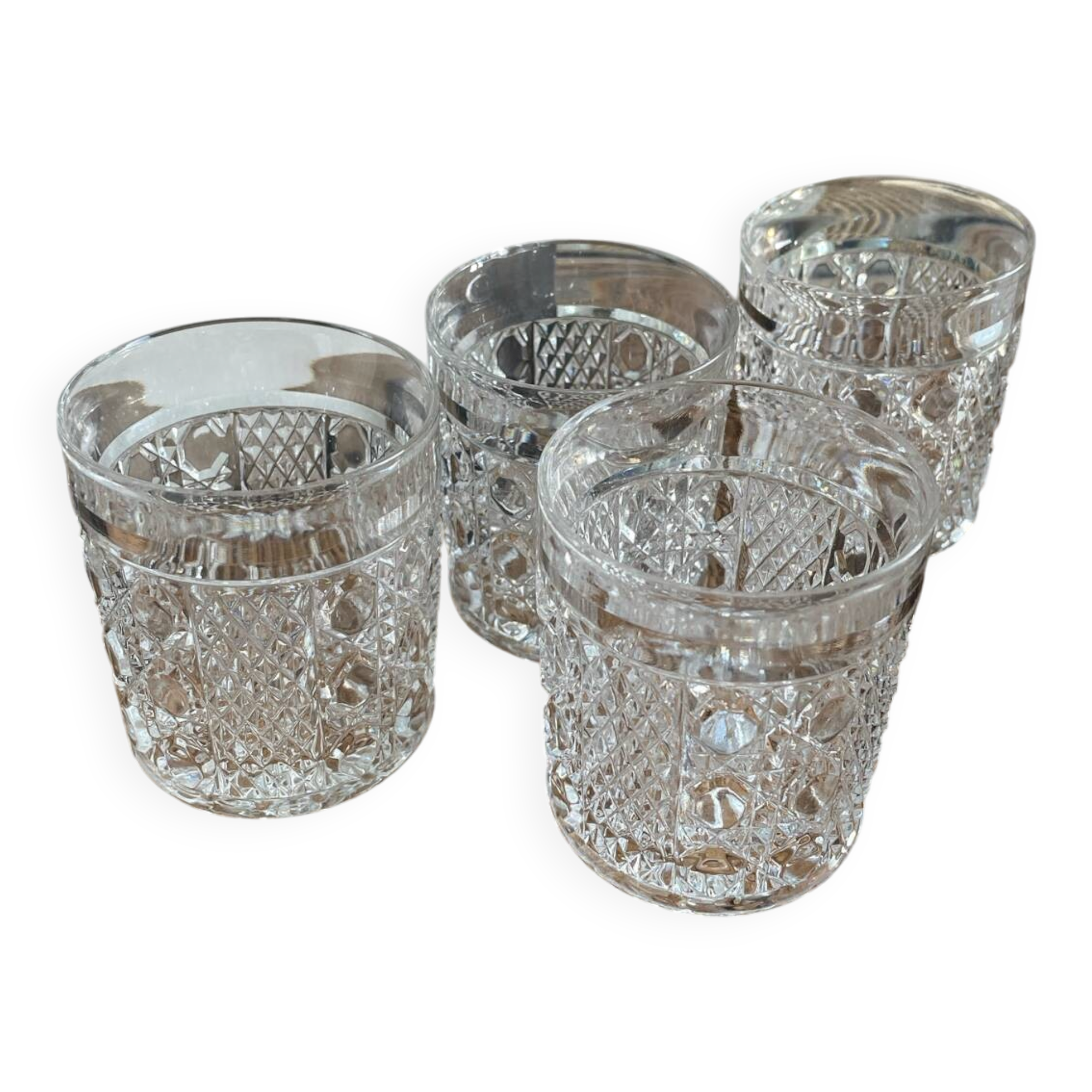 4 crystal whiskey glasses