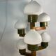 Midcentury Scandinavian wood and opaline glass hanging pendant