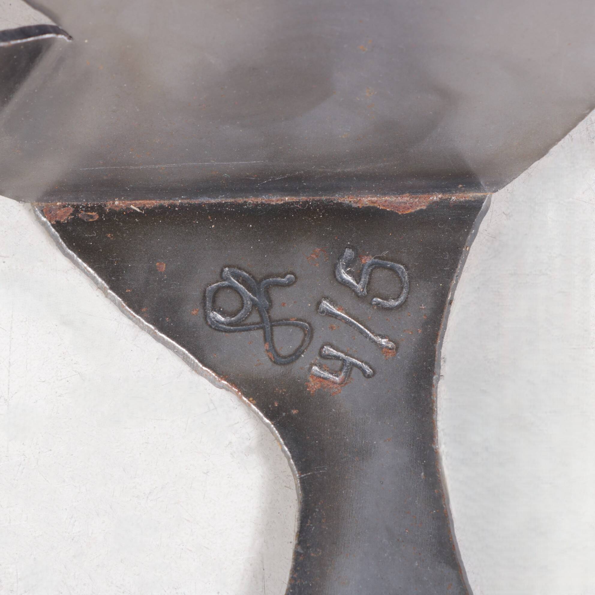 1990s abstract metal sculpture named: mensch mit mensch Guido Hafner German