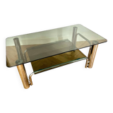 Chrome and smoked glass coffee table
