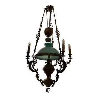 Napoleon III style electrified opaline pendant lamp