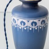 Paire de lampes de table en céramique néerlandaises du milieu du siècle moderne avec nouveaux abat-jours Liberty