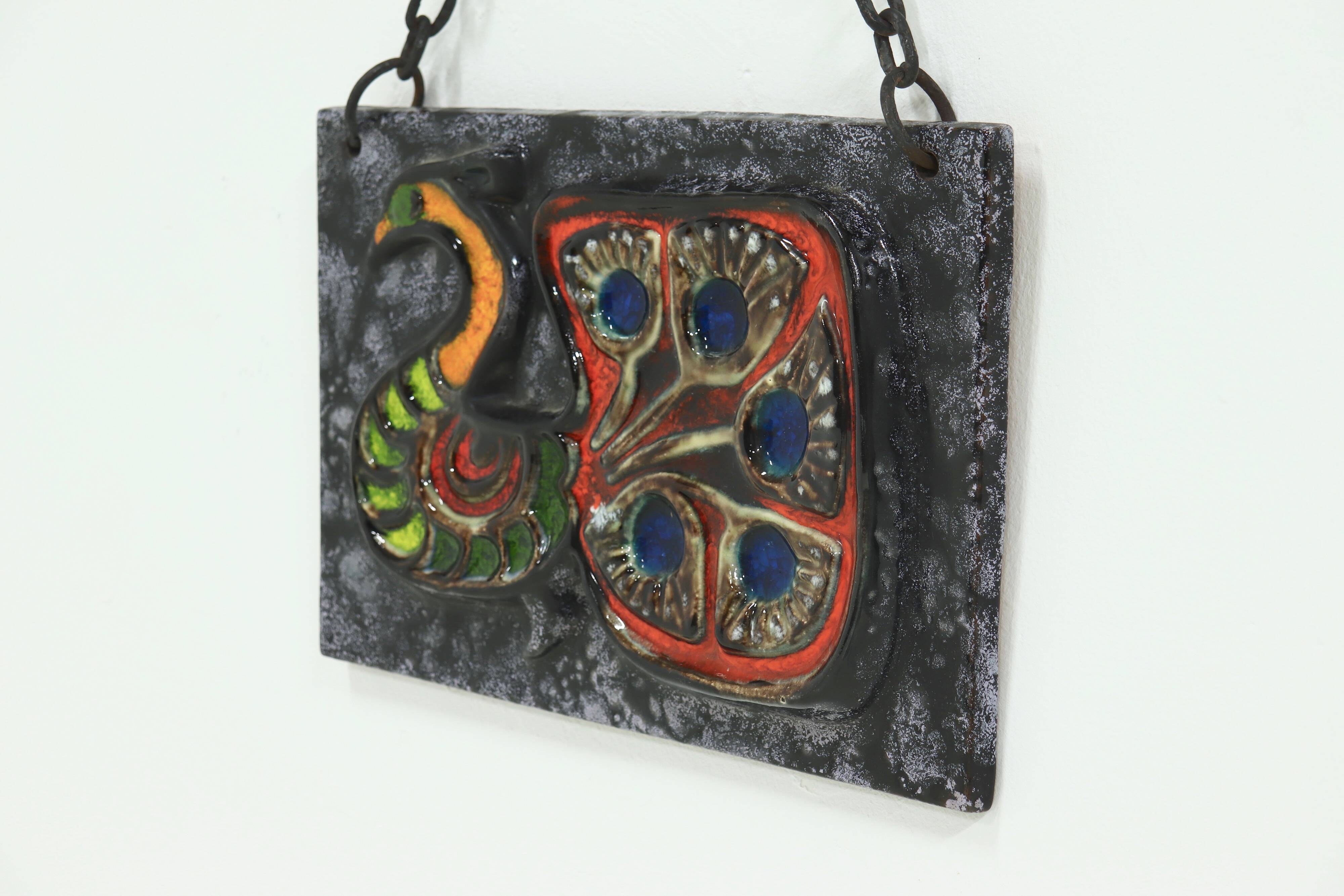 Glazed Ceramic Wall Plaque by Ruscha 1970s