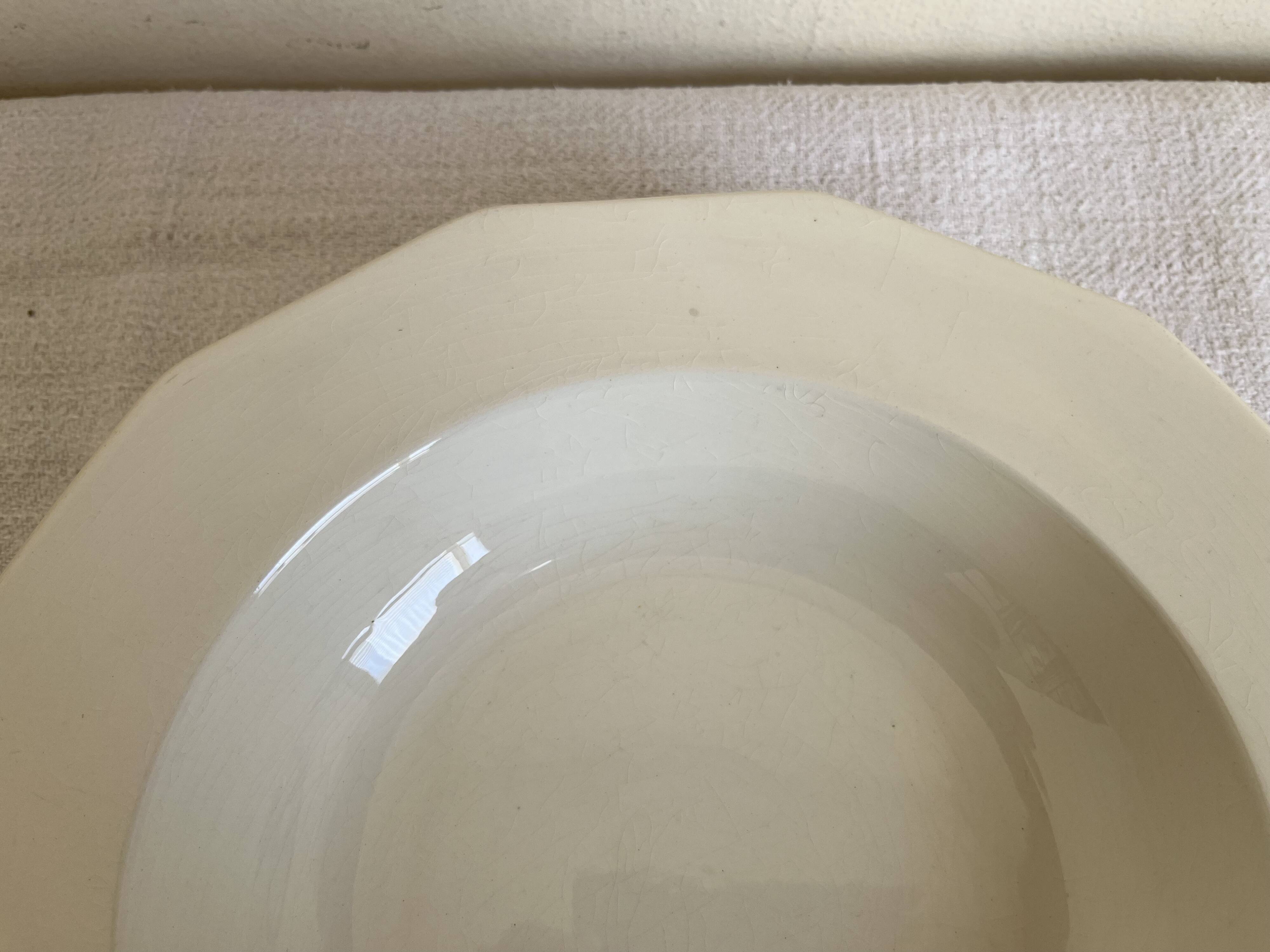 Octagonal fine earthenware table centrepiece 1920 white cream