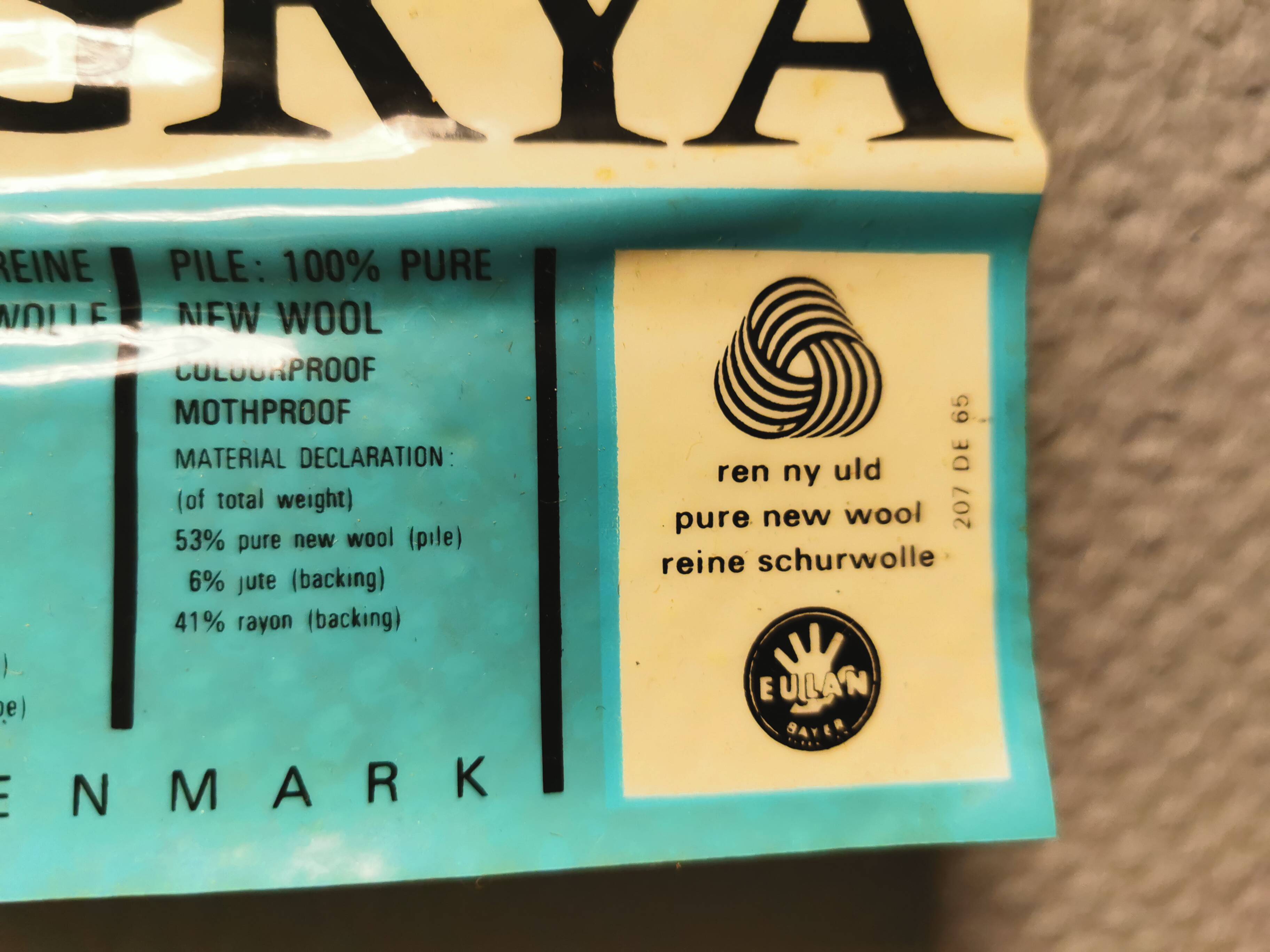 Tapis rya scandinave des années 1970, produit par ege rya.