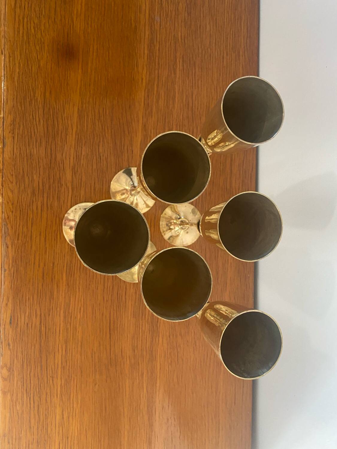 Brass champagne flutes