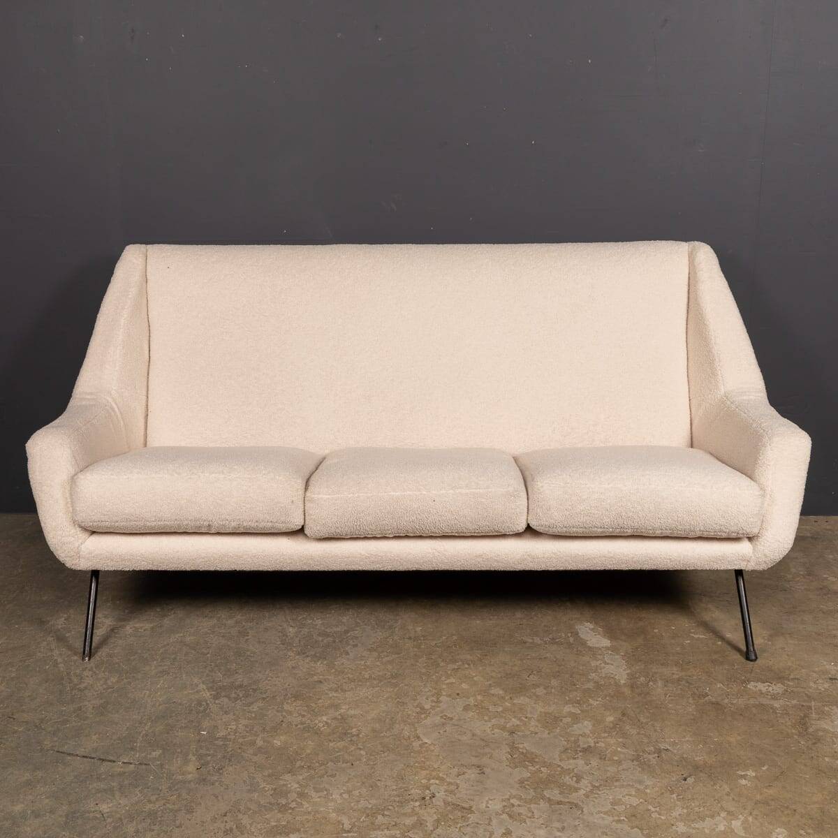 Canapé italien vintage des années 20 en bouclé crème vers 1950