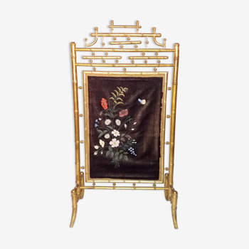 Ancient gold bamboo firescreen "Napoleon III"