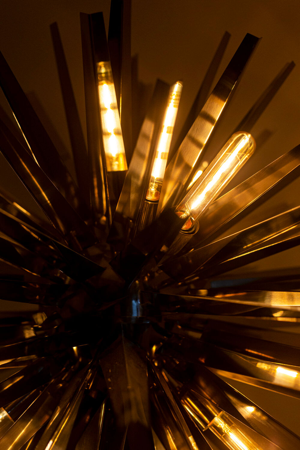 "Gregorian" chrome metal chandelier, contemporary work