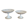 Duo de coupes présentoirs en porcelaine du dépôt rue Drouot à Paris