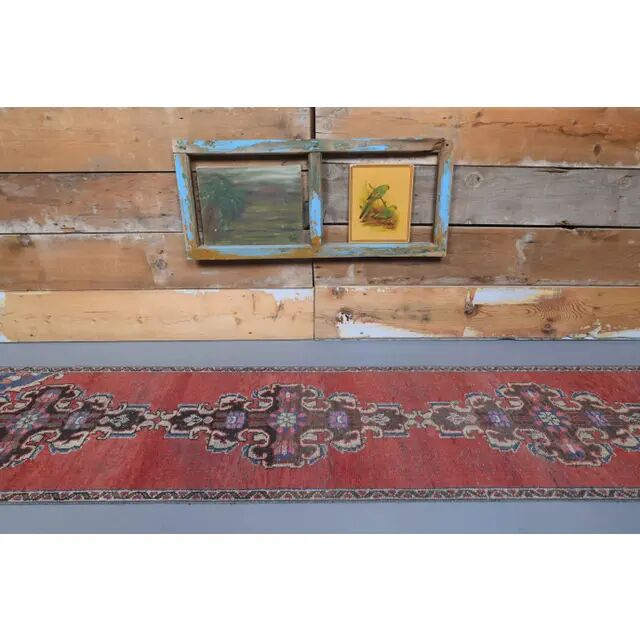 1970s Turkish Oushak Handmade Runner Rug 70x318