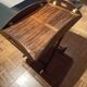 Folding coffee table type Butler marine boat wood and brass mahogany