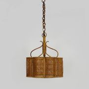 Ancienne suspension en rotin et cannage. Vintage années 60 70