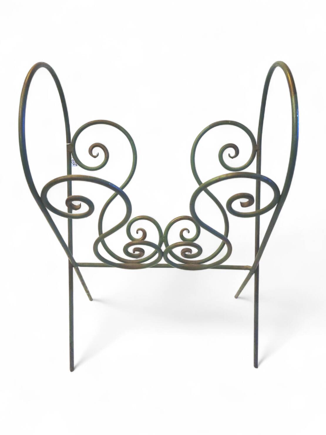 Vintage wrought iron magazine rack – handcrafted scrolls –