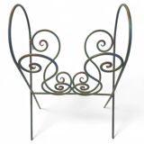 Vintage wrought iron magazine rack – handcrafted scrolls –