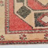 4x12 Coral Red & Beige Vintage Runner Rug,106x375 Cm