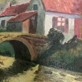 Oil on canvas peasant sunset