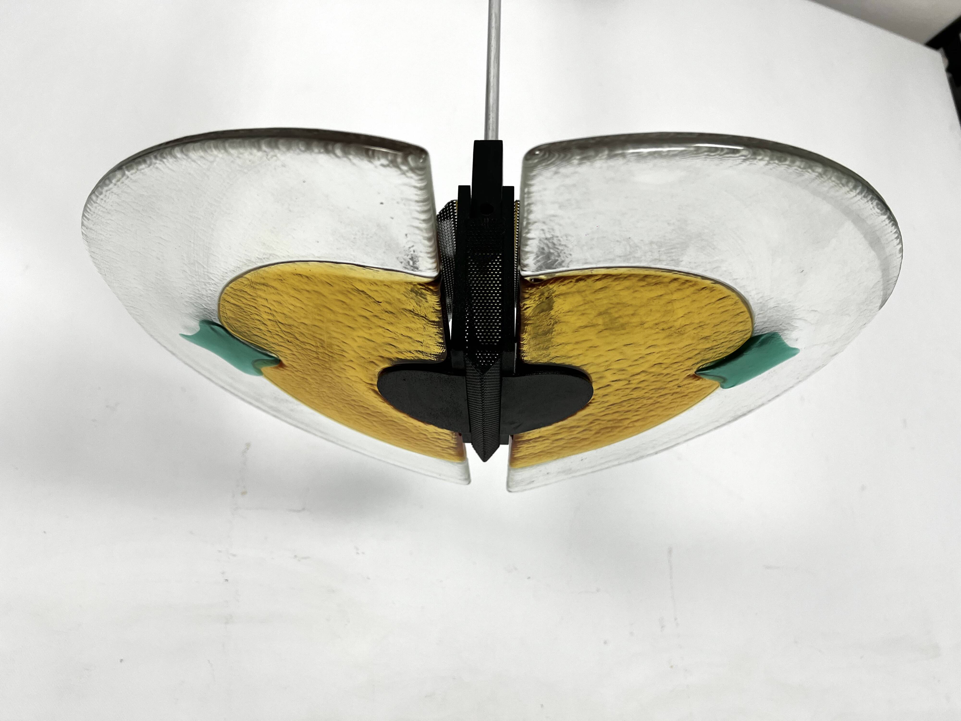 Postmodern Italian Thick Murano glass chandelier from 80s