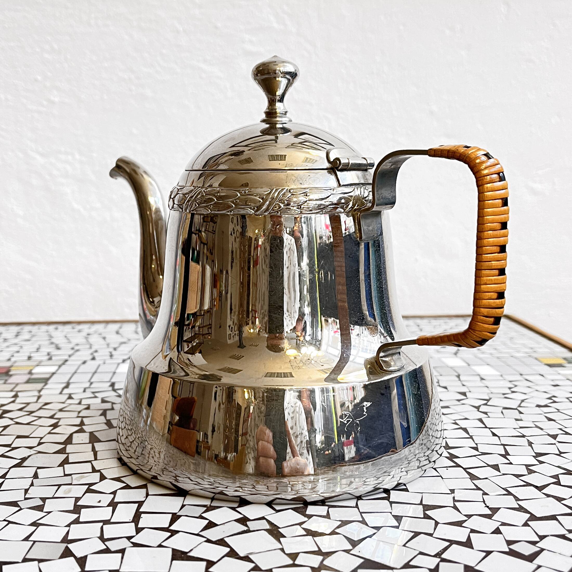 Plated art deco teapot jug, Christofle, France, 1940s.