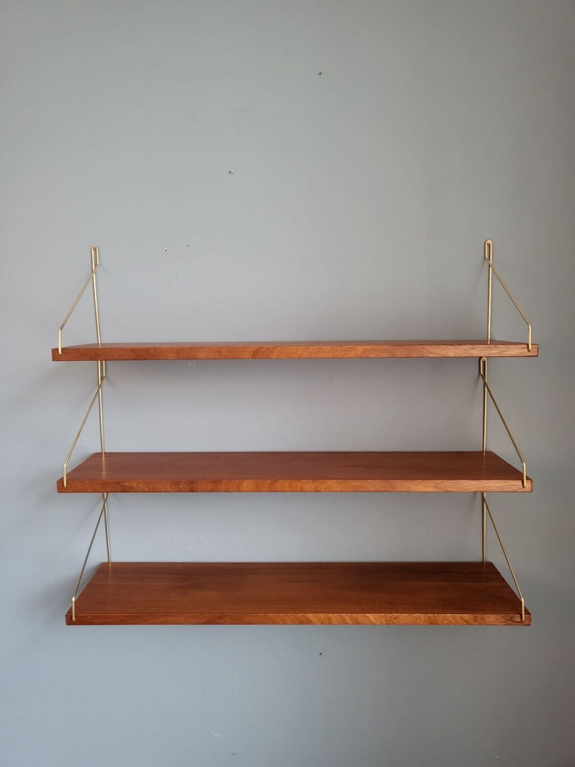 Set of 3 norwegian teak wall shelves