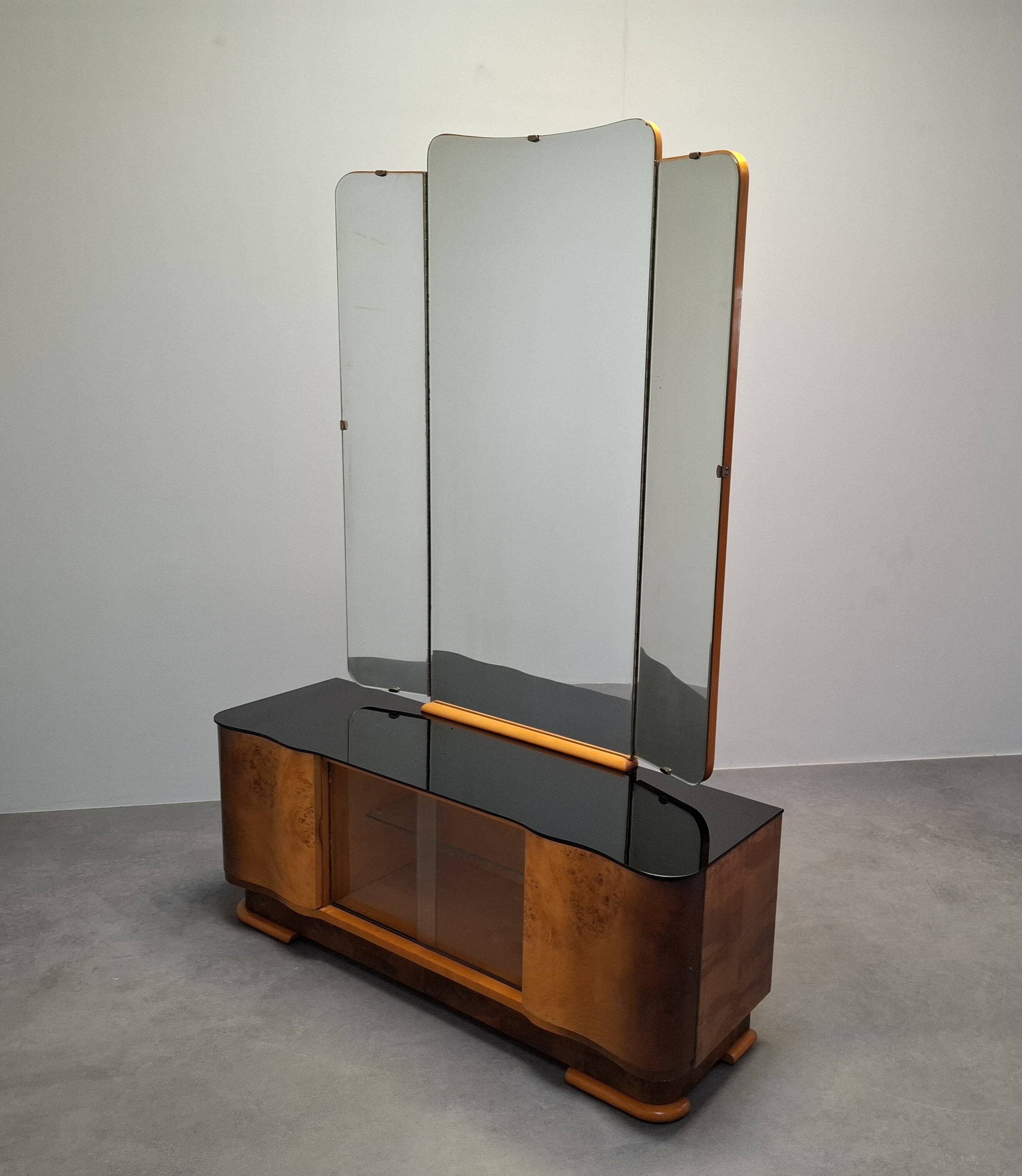 Art Deco Vanity Cabinet Attributed to Jindřich Halabala, Czechoslovakia, 19
