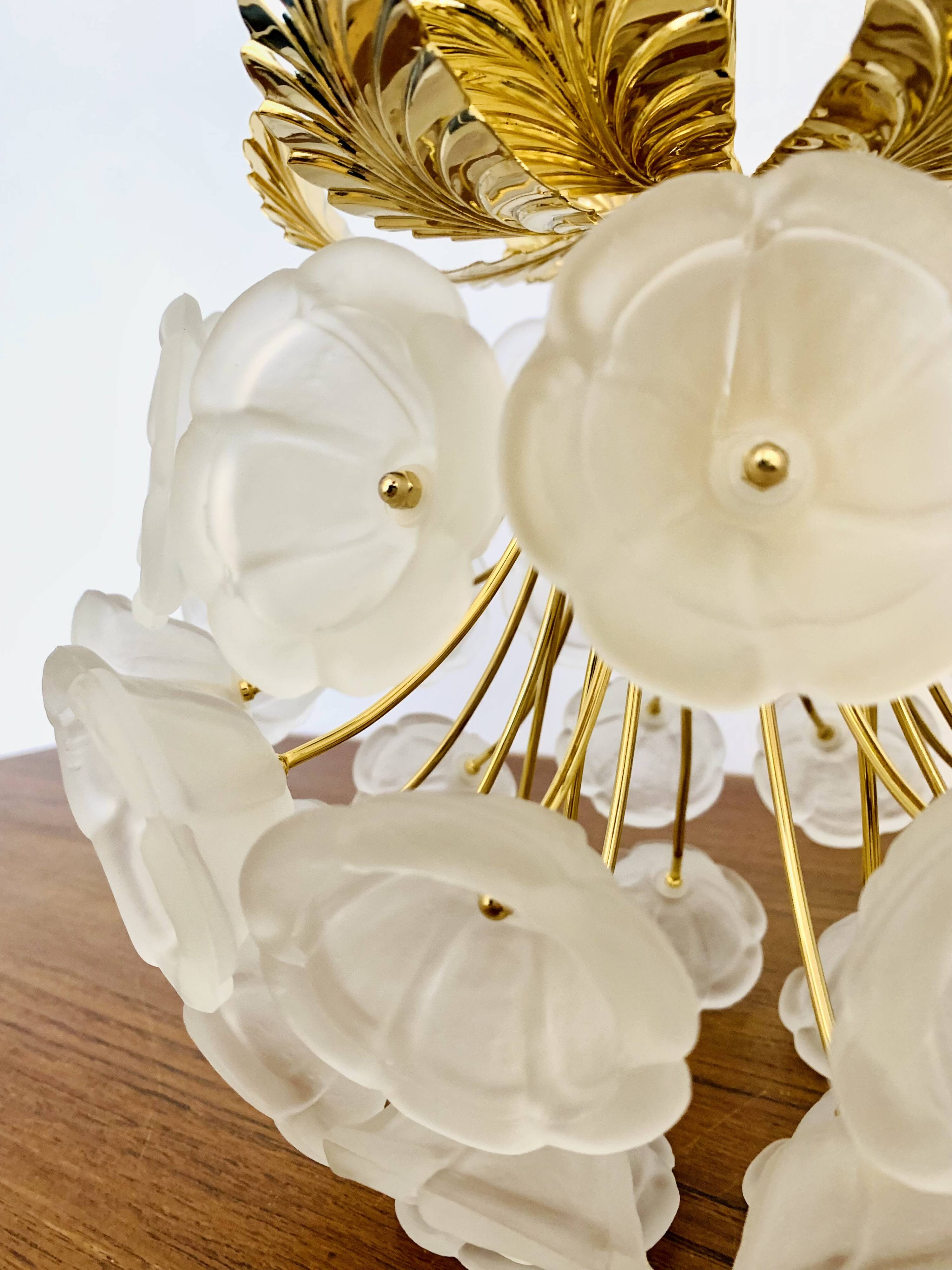 Floral Crystal Glass Chandelier by Ernst Palme