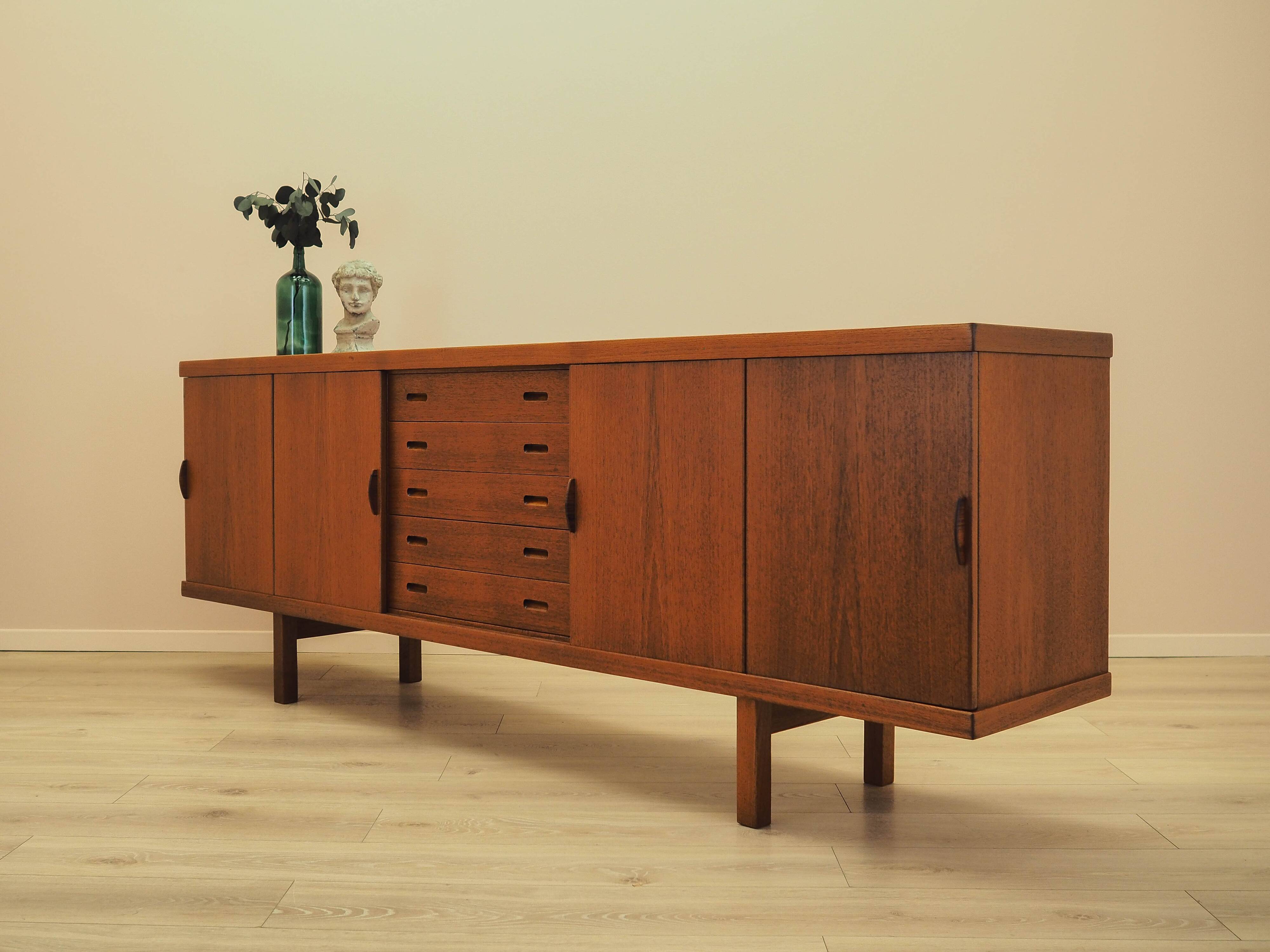 Teak sideboard with sliding doors, Denmark, 1960s