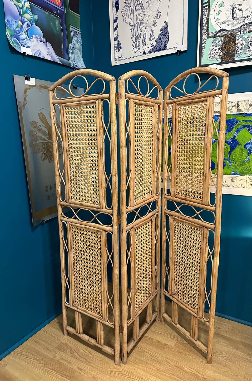 Wicker and cane screen