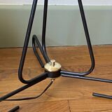Large tripod floor lamp in black metal with 3 molded glass globes LAMP-7296