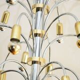 Vintage chrome and gold metal chandelier with 24 lights, Germany 1970s