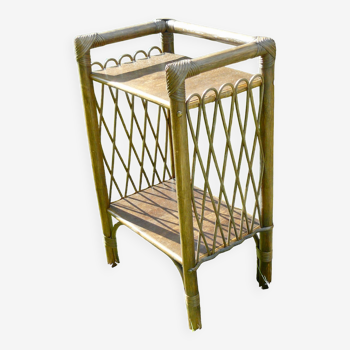 Vintage bamboo and rattan side table 1960-70