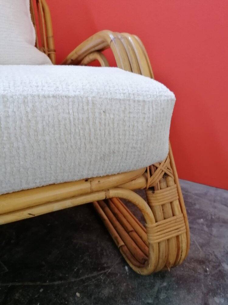 Mid-Century Rattan and Bamboo Canapé, Italy, 1960s