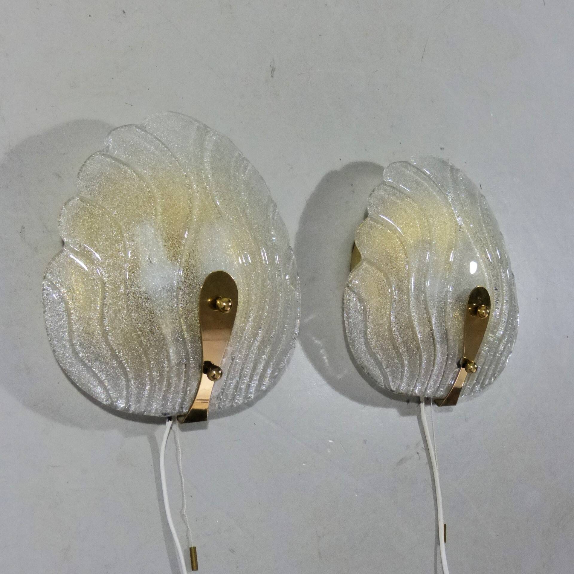 Hillebrand glass wall lamps  1960’s
