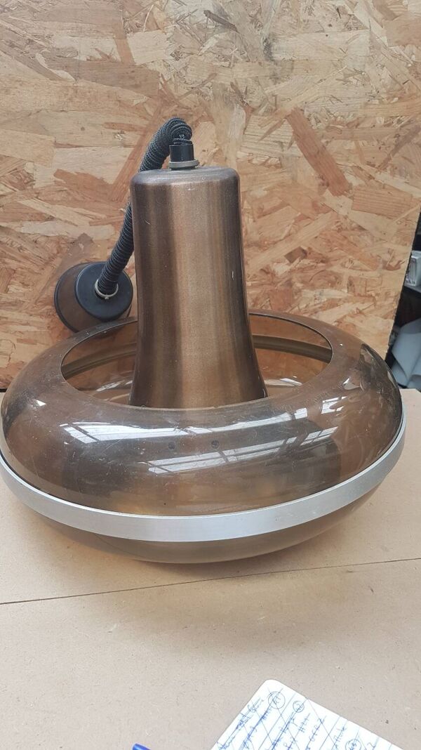 Ancienne suspension space age djikstra plexi & alu reglable vintage