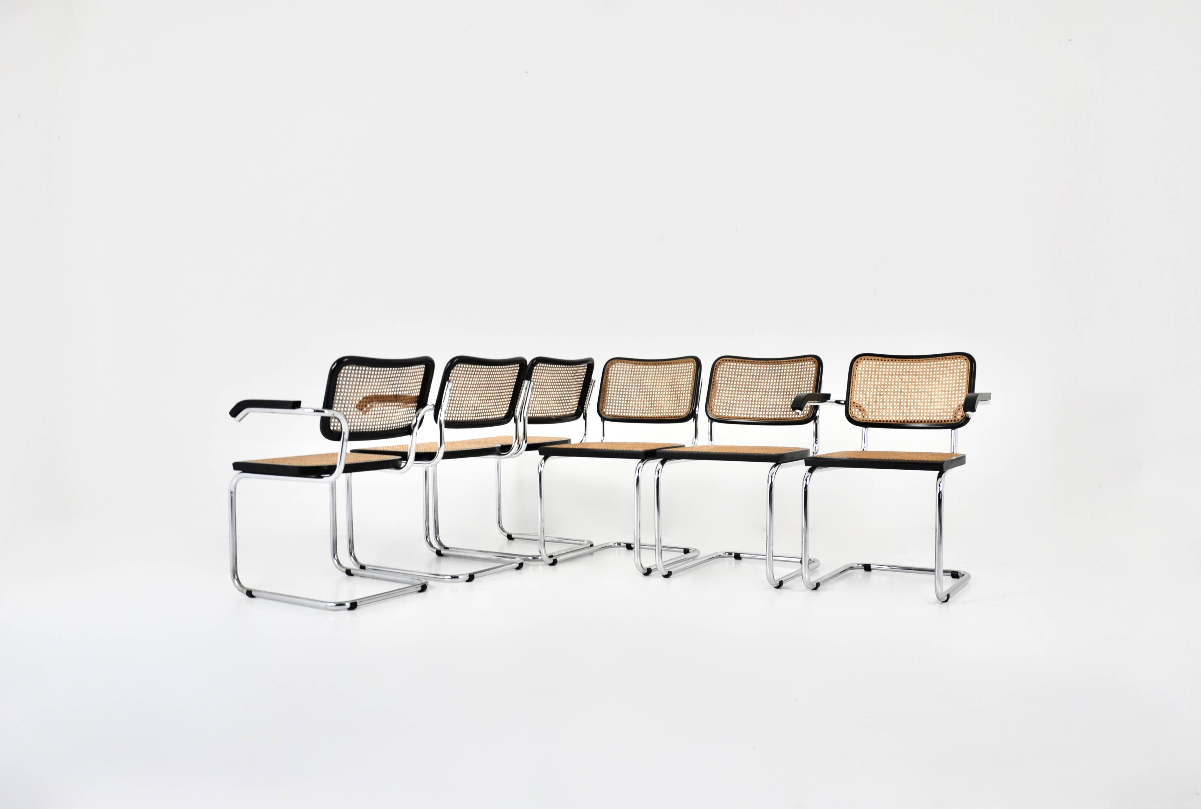 Ensemble de 6 chaises de salle à manger style B32 par Marcel Breuer