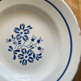 Mismatched blue soup plates