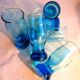 Set de 6 verres anciens bleus vintage art déco