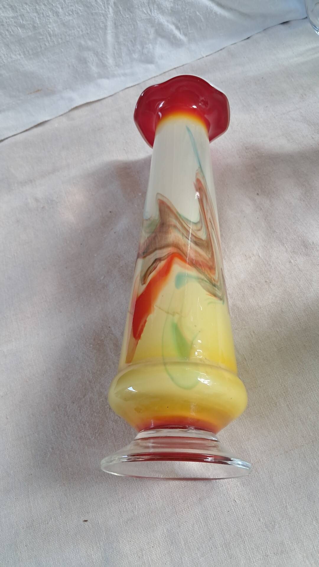 Vintage Opaline Multicoloured Glass Soliflore Vase – 1970s