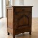 Small cupboard, jam cabinet with one door and one drawer, rustic, oak, solid wood.