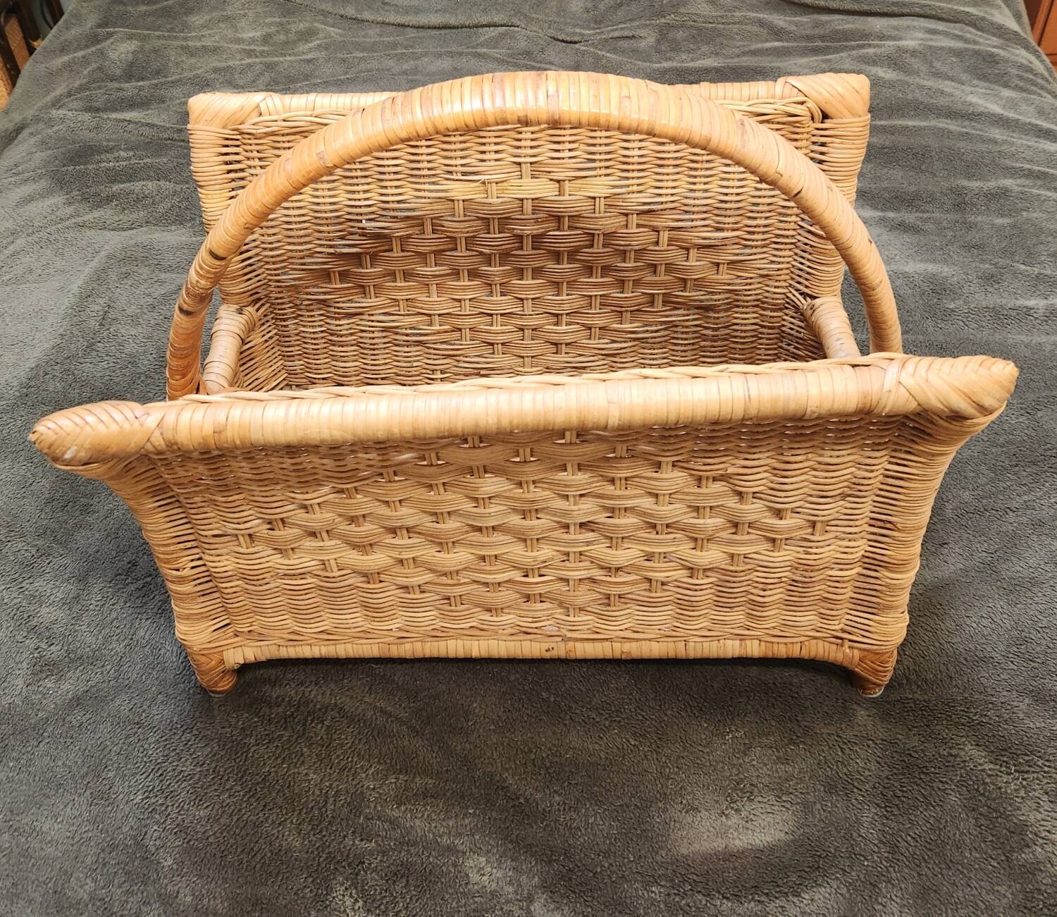 Vintage rattan magazine rack