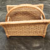 Vintage rattan magazine rack