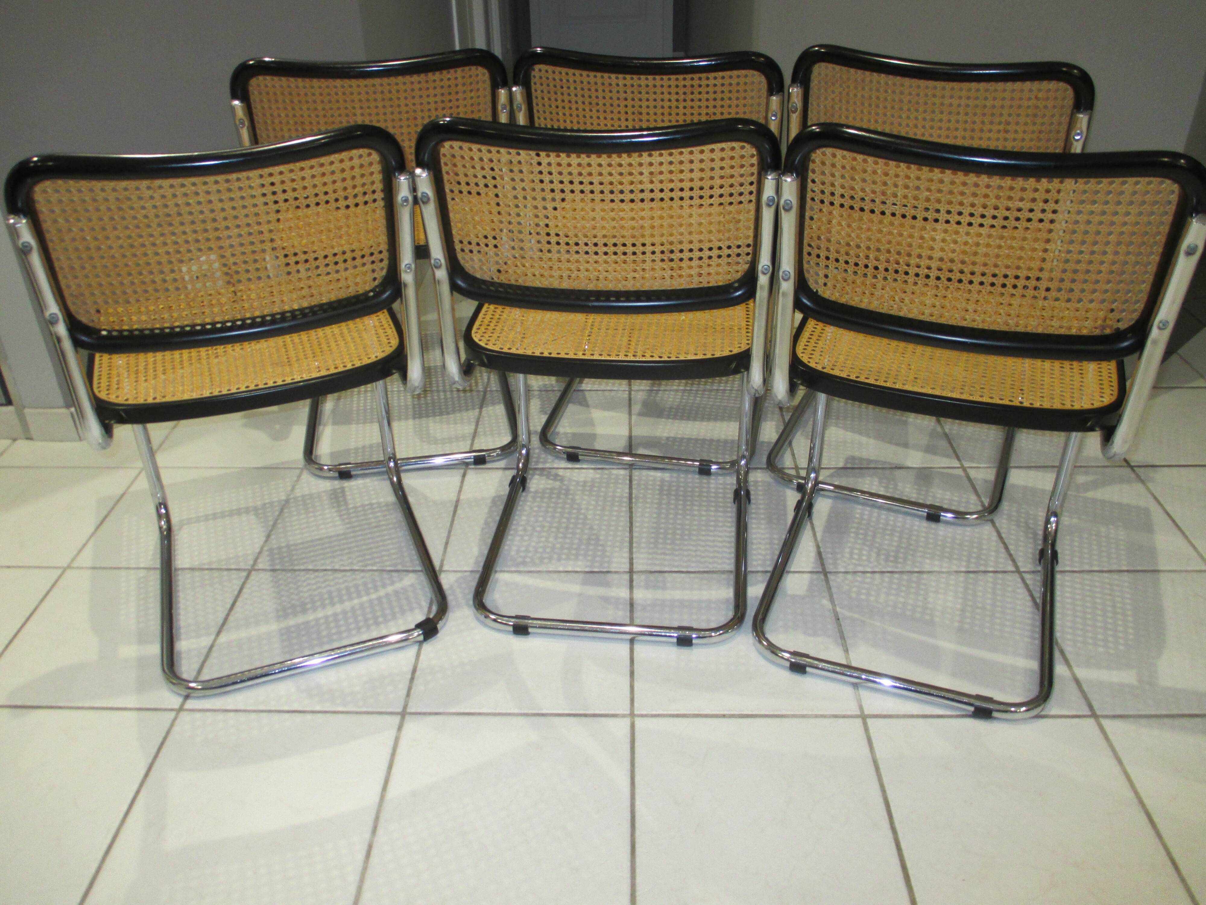 Set of 6 Cesca B32 chairs by Marcel Breuer 80s