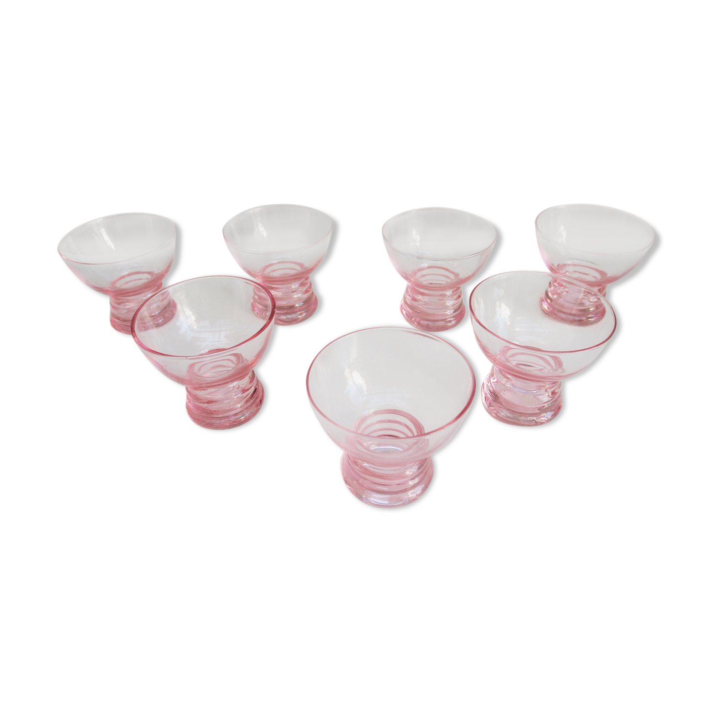 Seven small glasses from art deco-glass