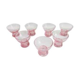Sept petits verres d'époque art déco verrines