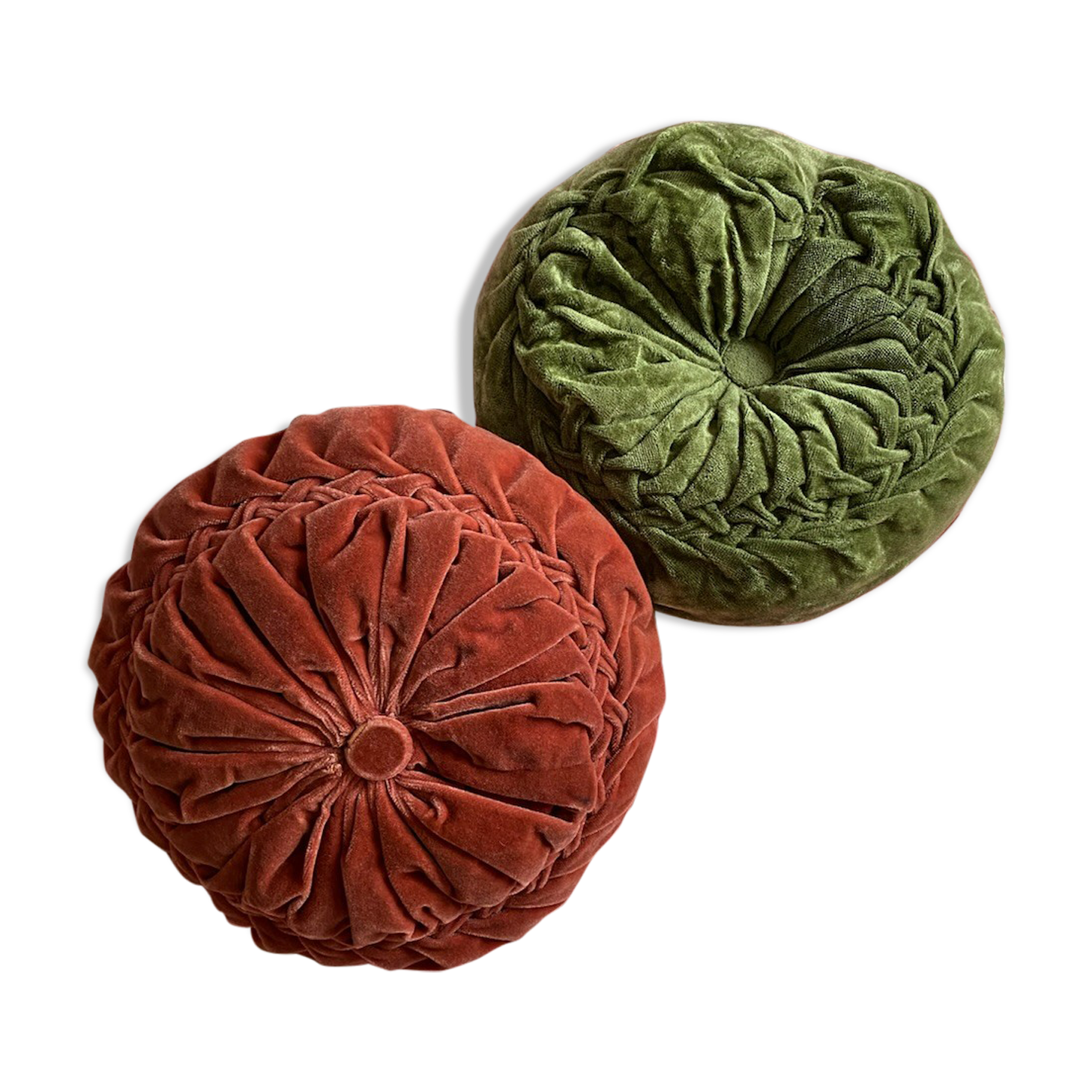 Duo de coussins ronds en velours plissé