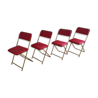 Set of 4 red Lafuma chairs