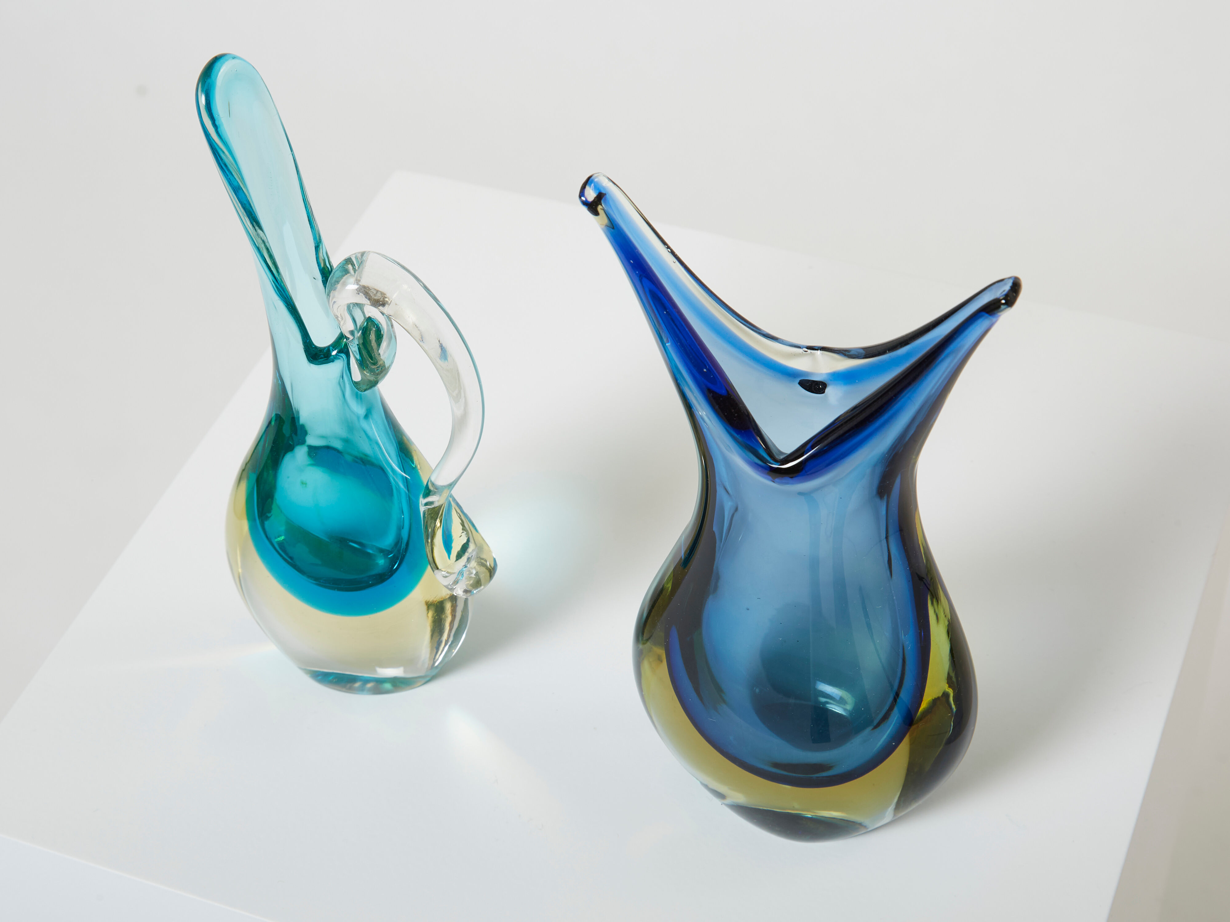 Set de deux vases Sommerso verre de Murano 1970